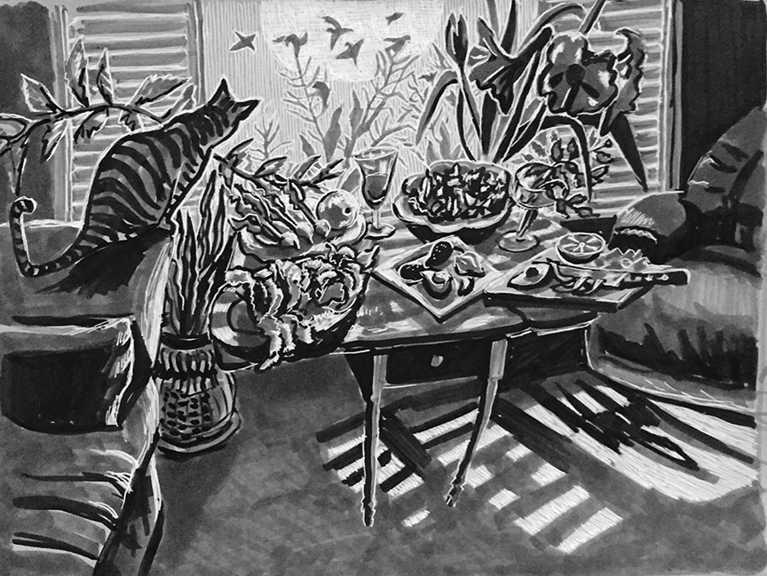 Pierre's Winter Salad and Amaryllis Sketch